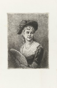 Portret van een dame met waaier