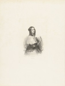 Portret van een jonge dame met een boeketje in haar handen