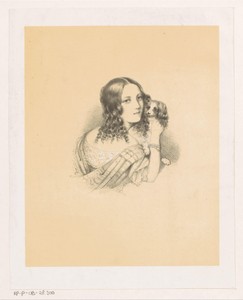Portret van een jonge vrouw met hond