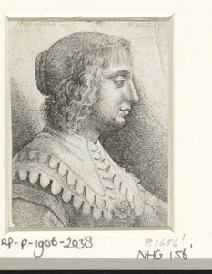 Portret van een jonge vrouw met kraag