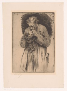 Portret van een man met gedekte pot