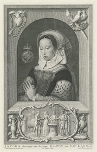 Portret van een onbekende biddende vrouw voorgesteld als Jacoba van Beieren