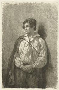 Portret van een onbekende jonge man met muts en cape