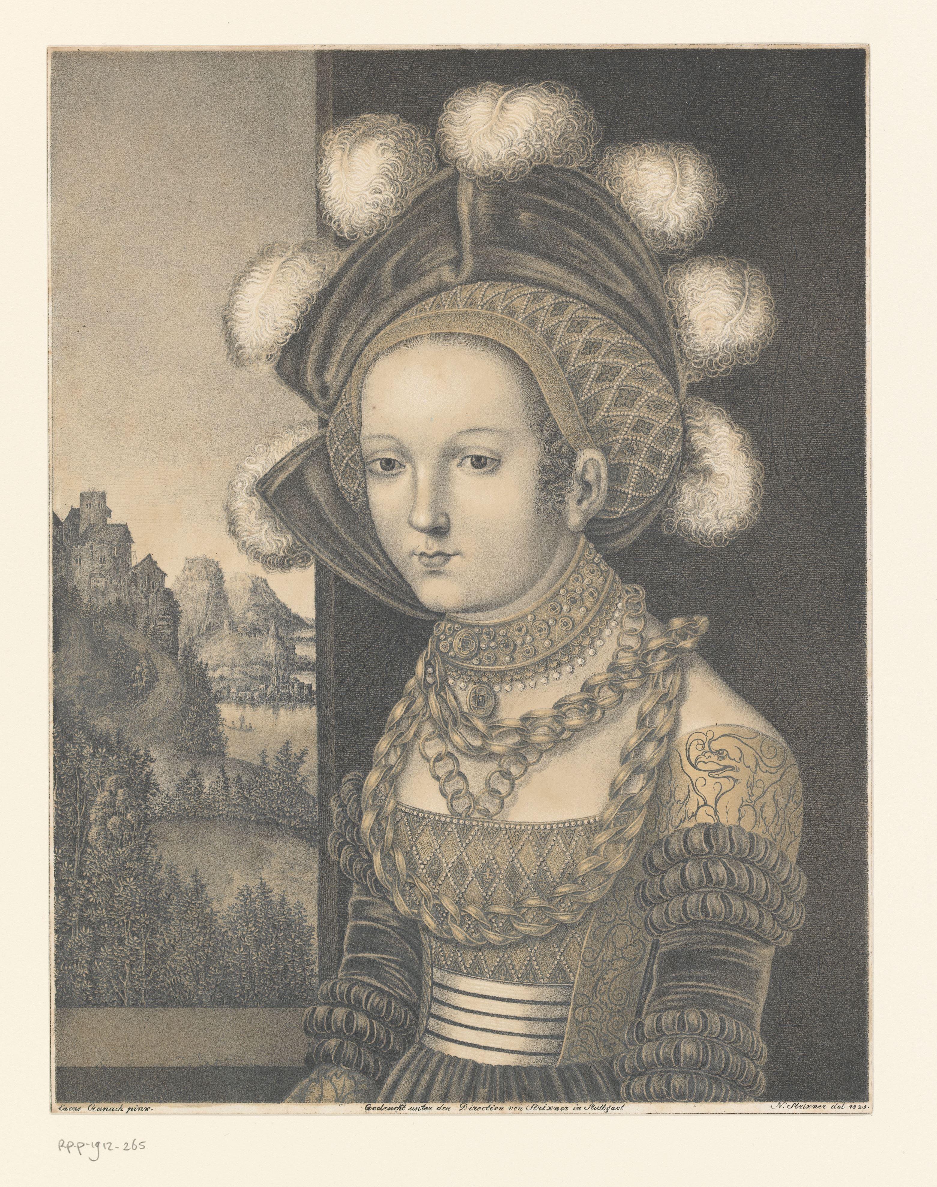 Portret van een onbekende jonge vrouw by Johann Nepomuk Strixner