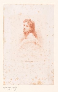 Portret van een onbekende jonge vrouw met krullend haar