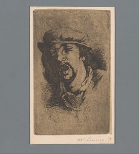 Portret van een onbekende man met open mond