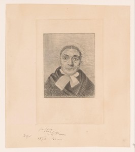Portret van een onbekende oude vrouw met een witte muts