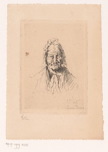 Portret van een onbekende oude vrouw met muts