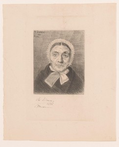 Portret van een onbekende oude vrouw met witte muts