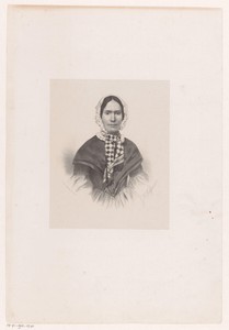 Portret van een onbekende vrouw met geruite shawl