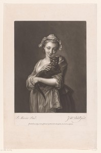 Portret van een onbekende vrouw met kat