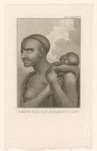 Portret van een onbekende vrouw met kind afkomstig uit Tasmanïe