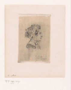 Portret van een onbekende vrouw met muts, en profil