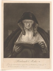 Portret van een oude lezende vrouw