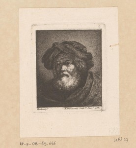 Portret van een oude man met baard en muts