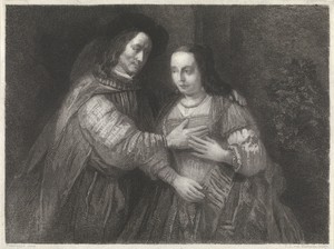 Portret van een paar als Oud-Testamentische figuren, genaamd 'Het Joodse bruidje'