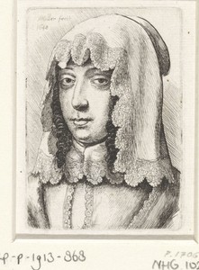 Portret van een vrouw met kanten hoofddoekje