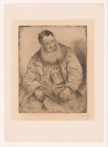 Portret van een zittende man met baard