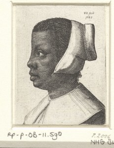 Portret van een zwarte jonge vrouw met hoofdkapje