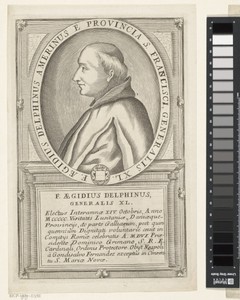 Portret van Egidio Delfini de Amelia, 40ste Minister Generaal van de franciscaner orde