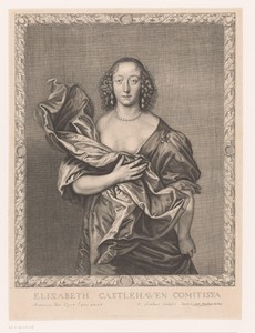 Portret van Elizabeth, gravin van Castlehaven in een ornamentele lijst