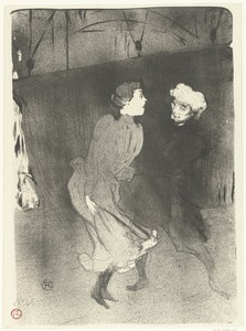 Portret van Emilienne D'Alençon en Mariquita tijdens generale repetitie in de Folies-Bergère