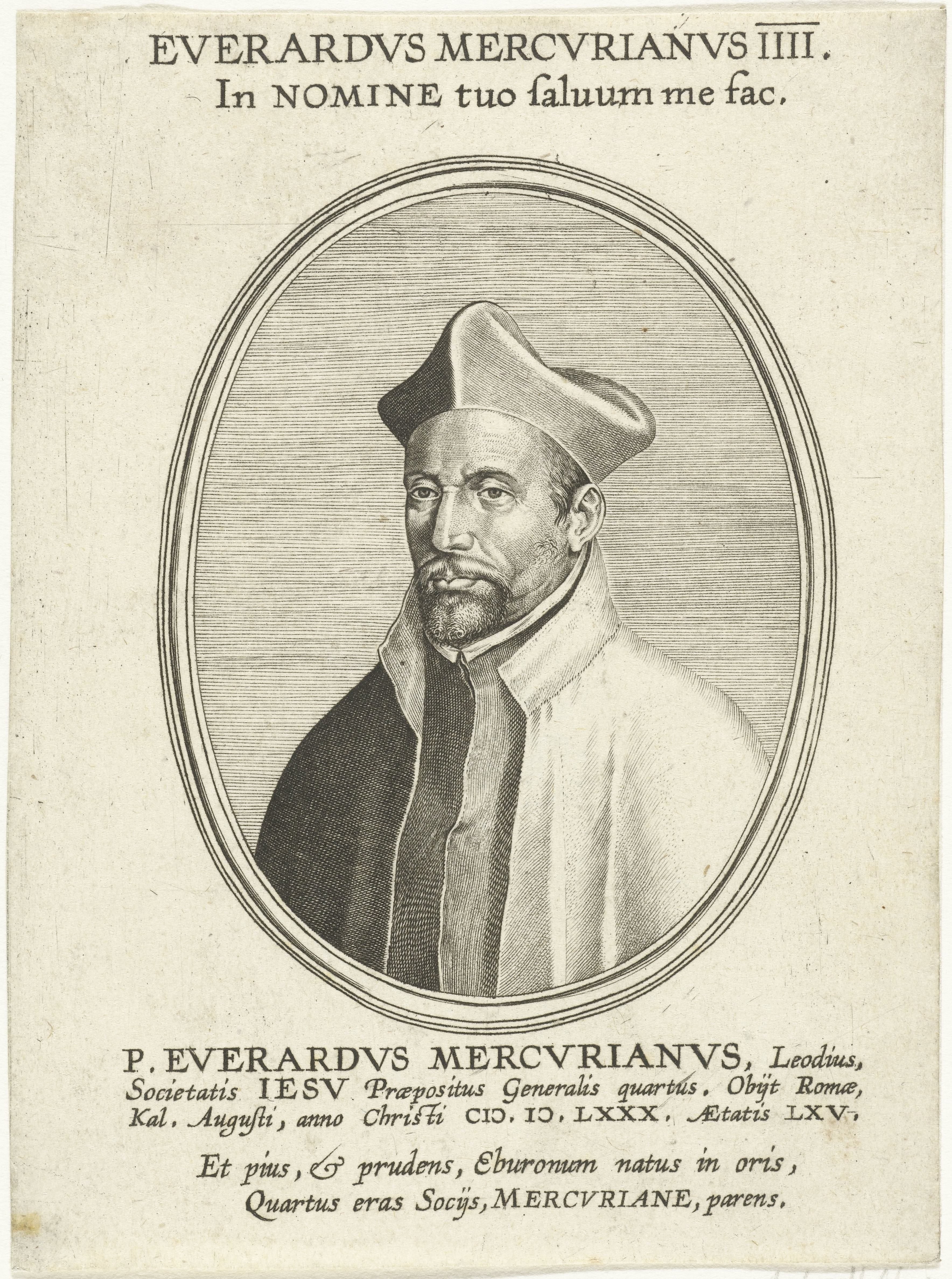 Portret van Everardus Mercurianus by Jan Collaert (II)