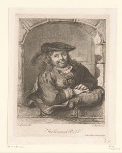 Portret van Ferdinand Bol in een venster