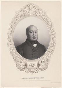 Portret van François Joseph Verhaegen in ornamenteel kader