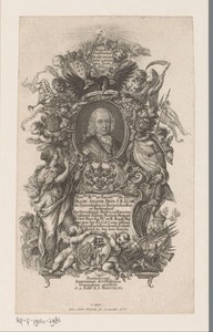 Portret van Franz Siegmund von Sazenhofen in allegorische omlijsting