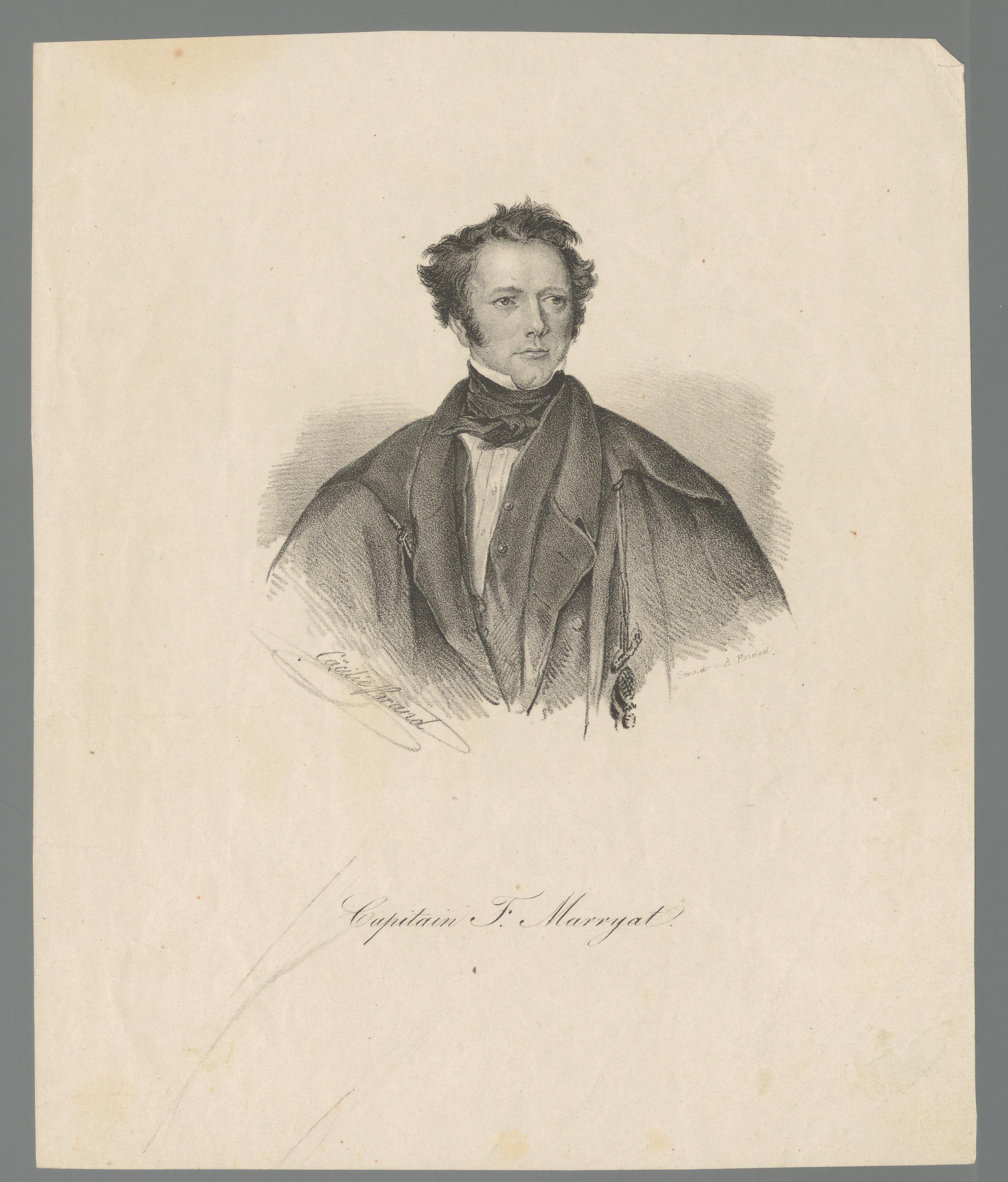 Portret van Frederick Marryat by Cäcilie Brandt