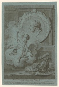 Portret van Frederik de Grote en allegorie op de vrede