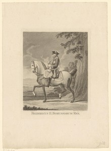 Portret van Frederik de Grote te paard