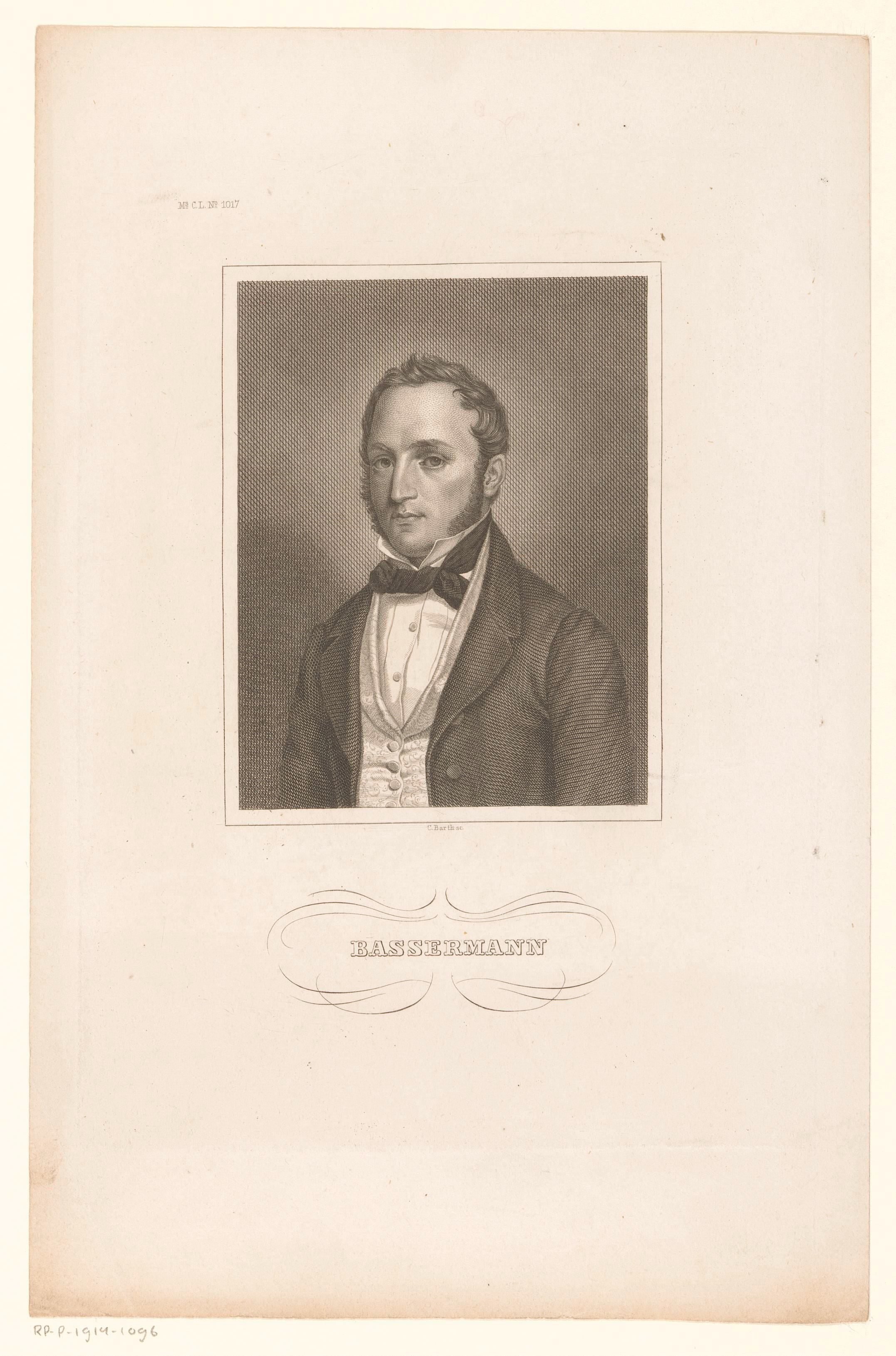 Portret van Friedrich Daniel Bassermann by Karl Barth