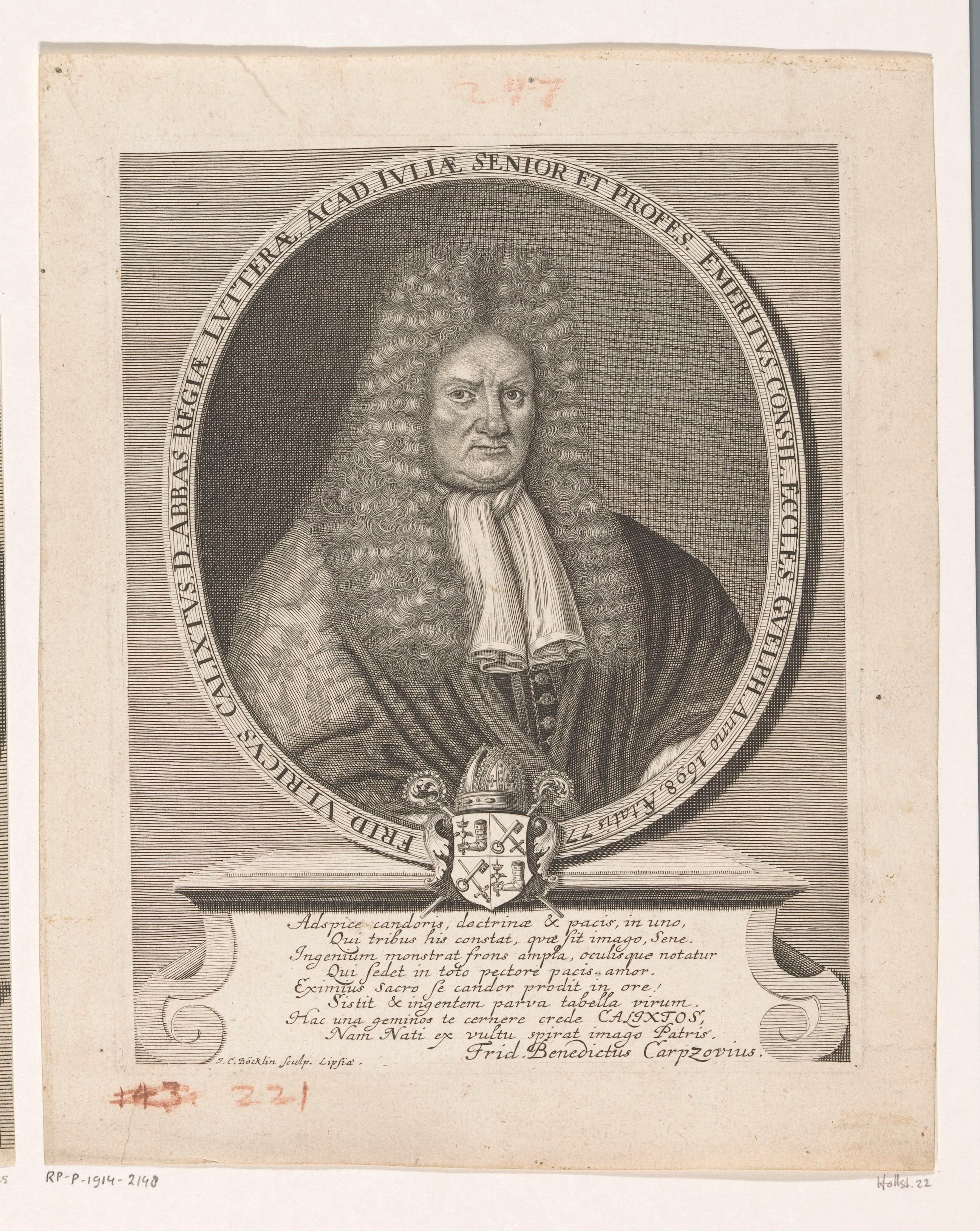 Portret van Friedrich Ulrich Calixt by Johann Christoph Boecklin