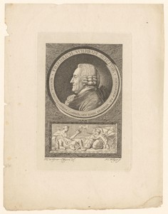 Portret van Friedrich Wilhelm Schütze met allegorie op de handel