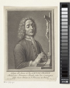 Portret van Gaetano Pratesi, in gebed voor een crucifix
