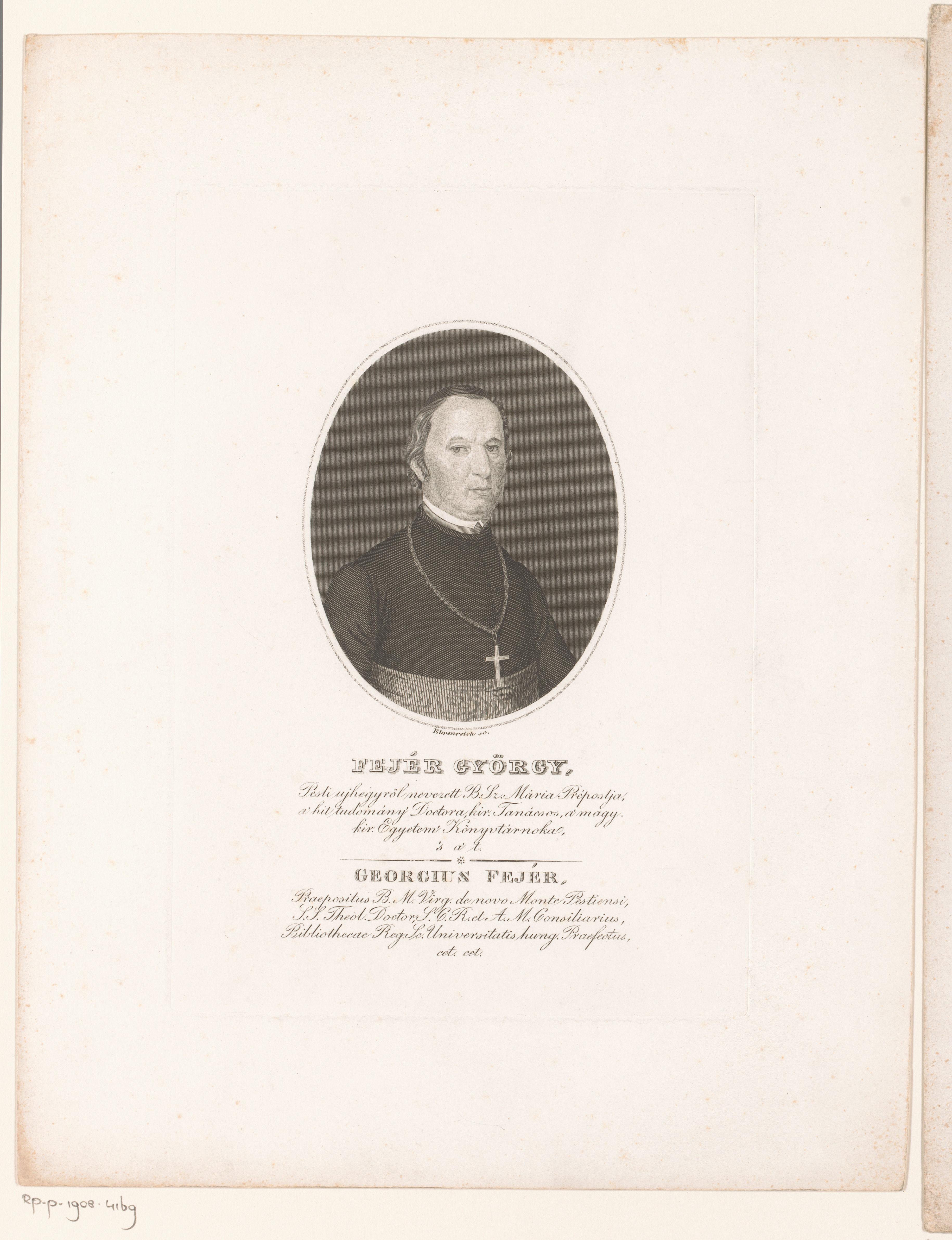 Portret van George Fejer by Adam Sándor Ehrenreich