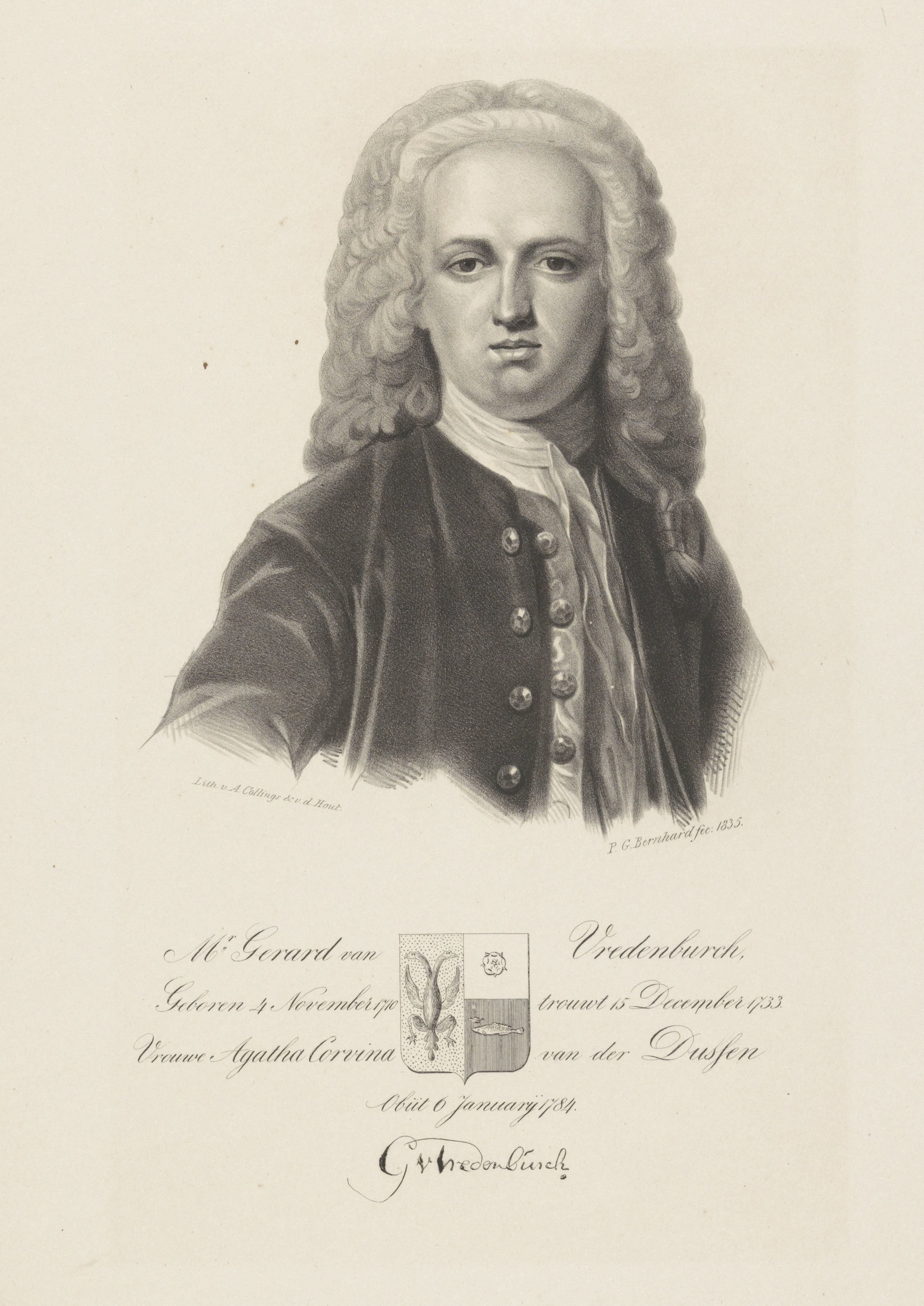 Portret van Gerard van Vredenburch by Pieter Gerardus Bernhard