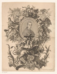 Portret van Gioacchino Besozzi in allegorische omlijsting