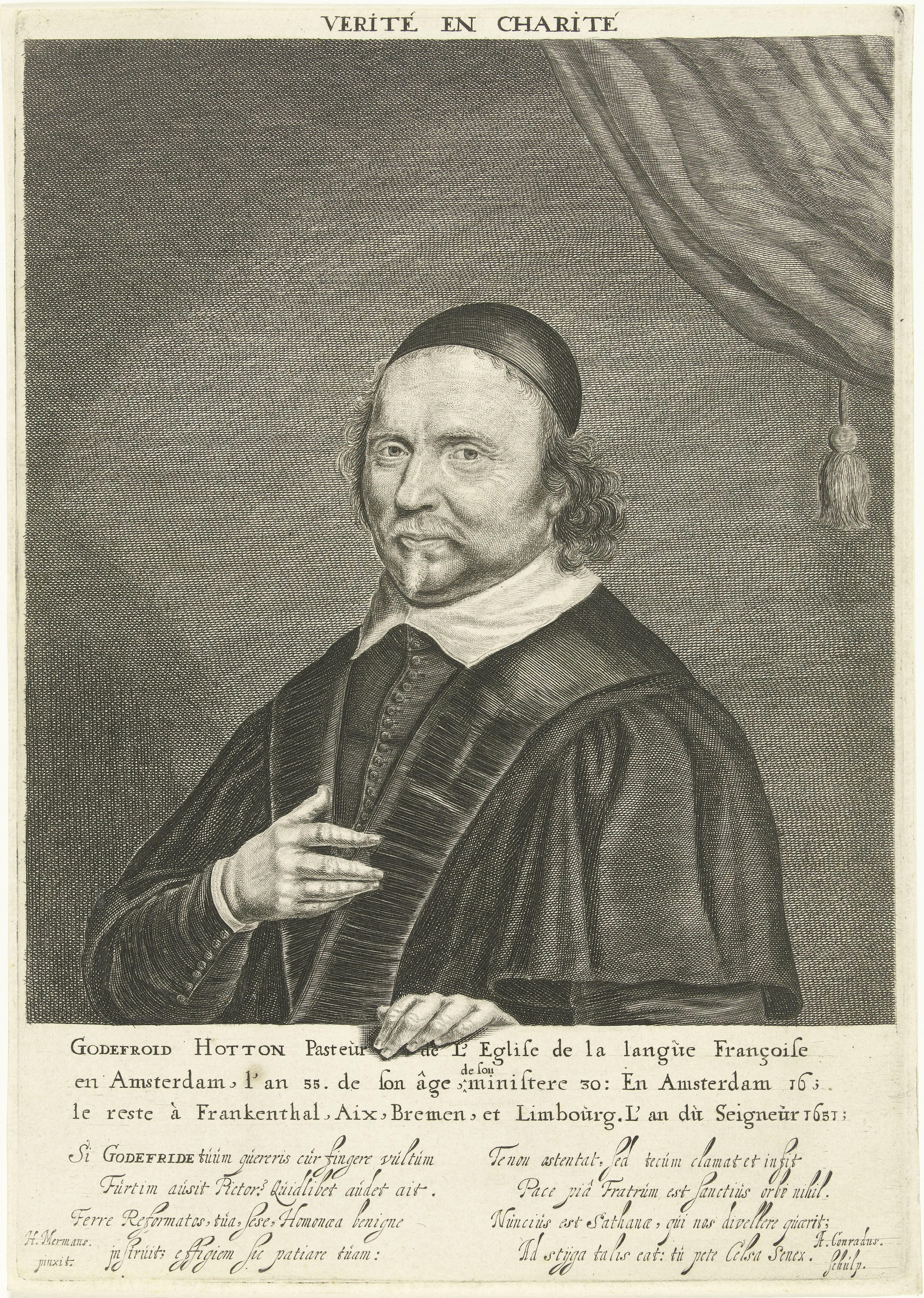 Portret van Godefroid Hotton by Abraham J. Conradus