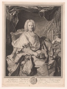 Portret van Guillaume Dubois in zijn studeervertrek