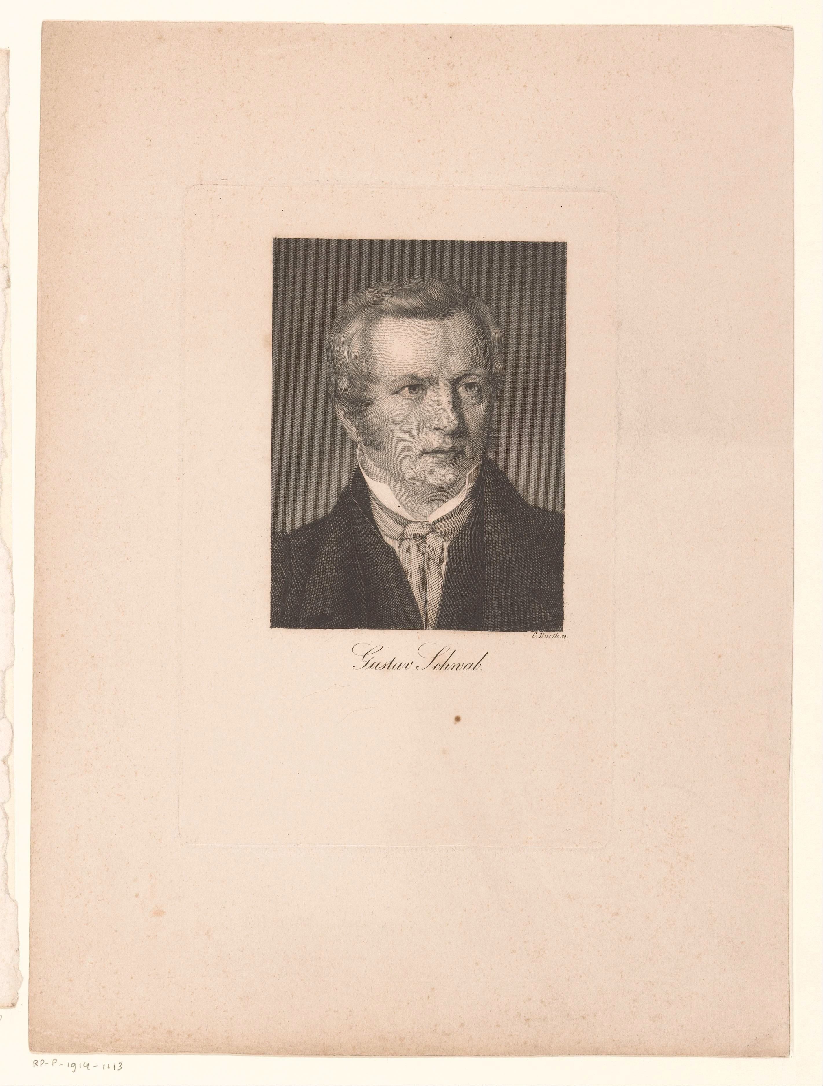 Portret van Gustav Schwab by Karl Barth