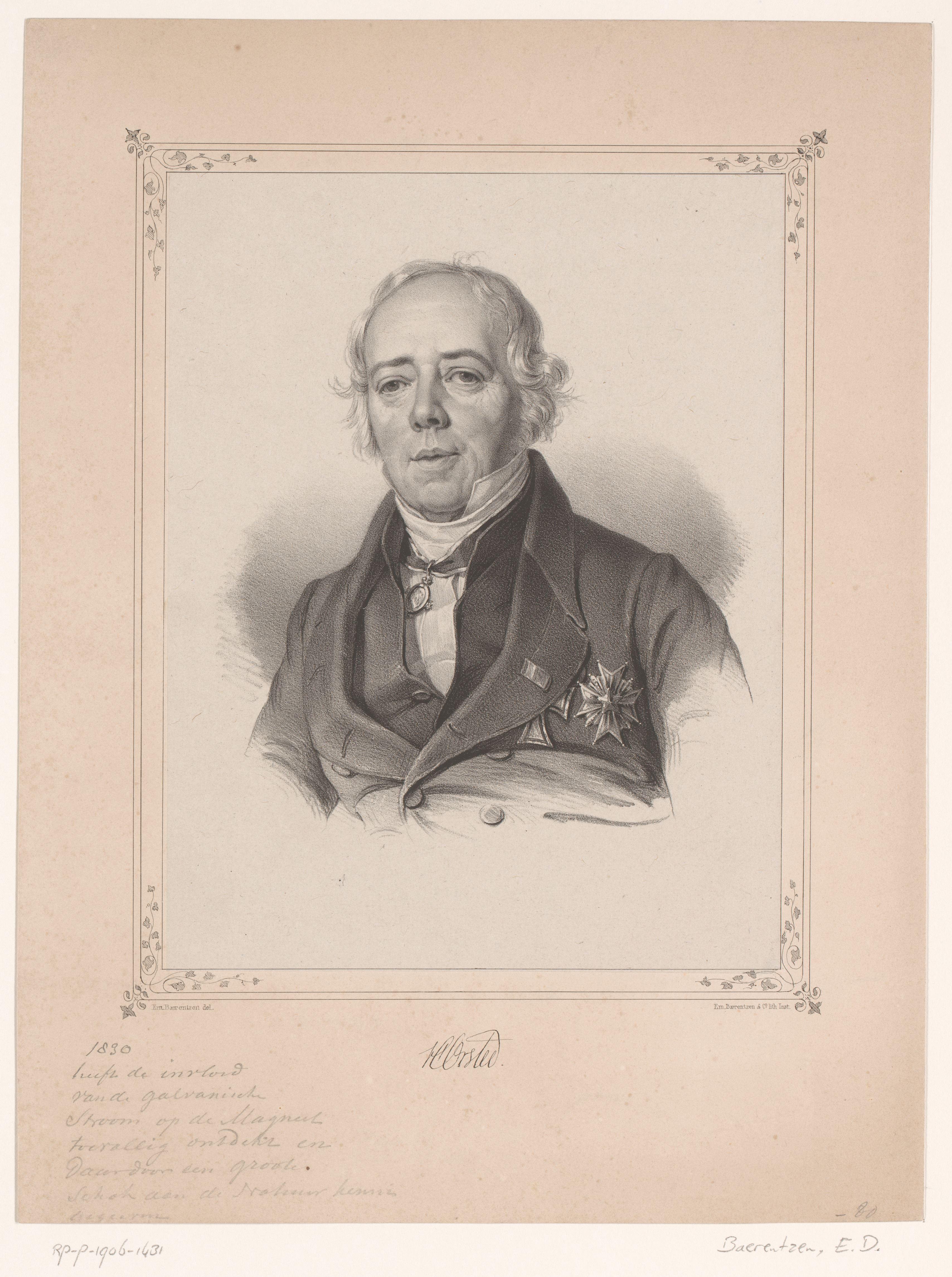 Portret van Hans Christian Ørsted by Emilius Ditlev Baerentzen