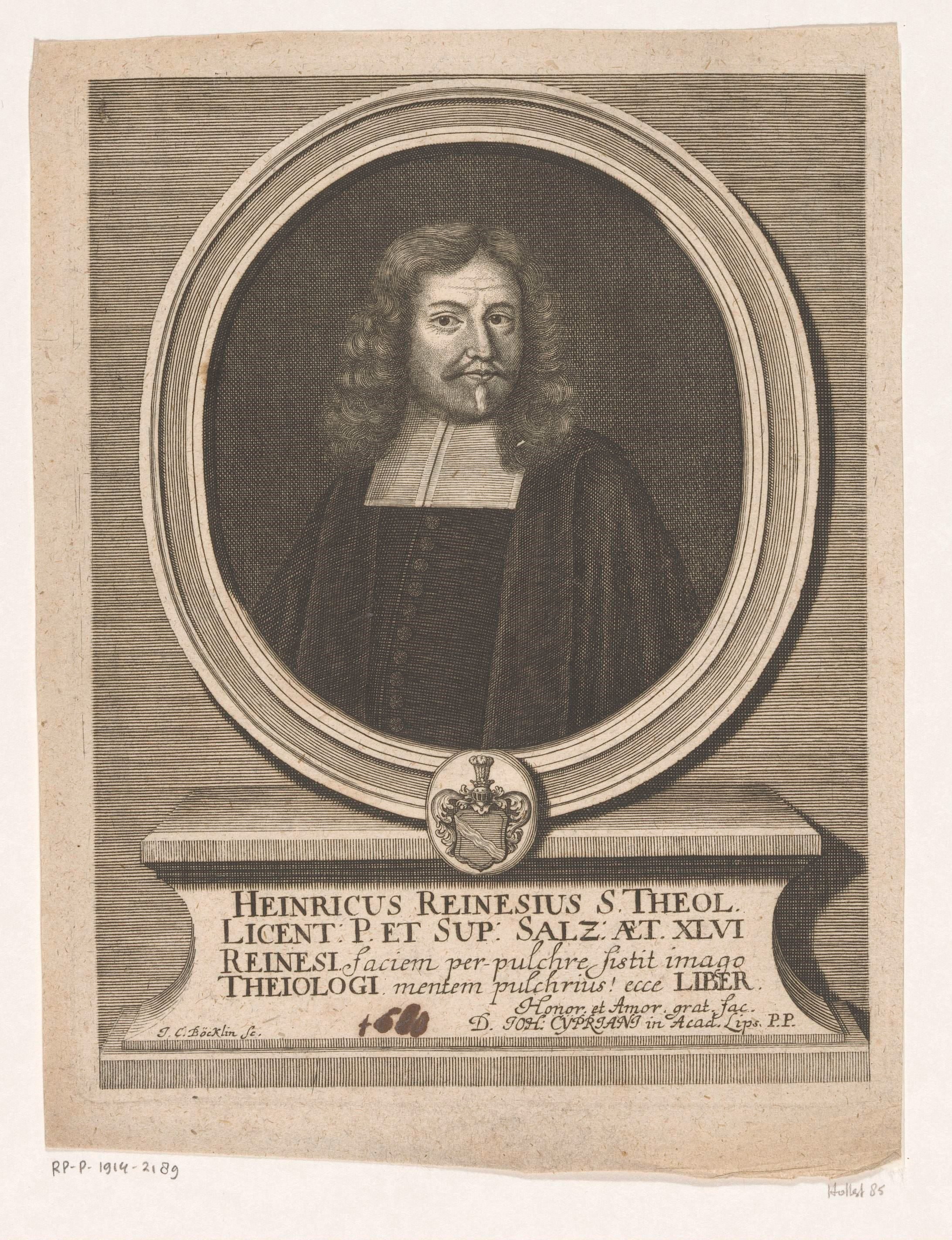 Portret van Heinrich Reinesius by Johann Christoph Boecklin