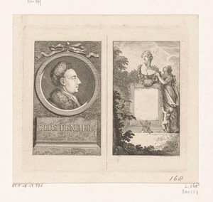 Portret van Heinrich Wilhelm von Gerstenberg en een buste van Apollo