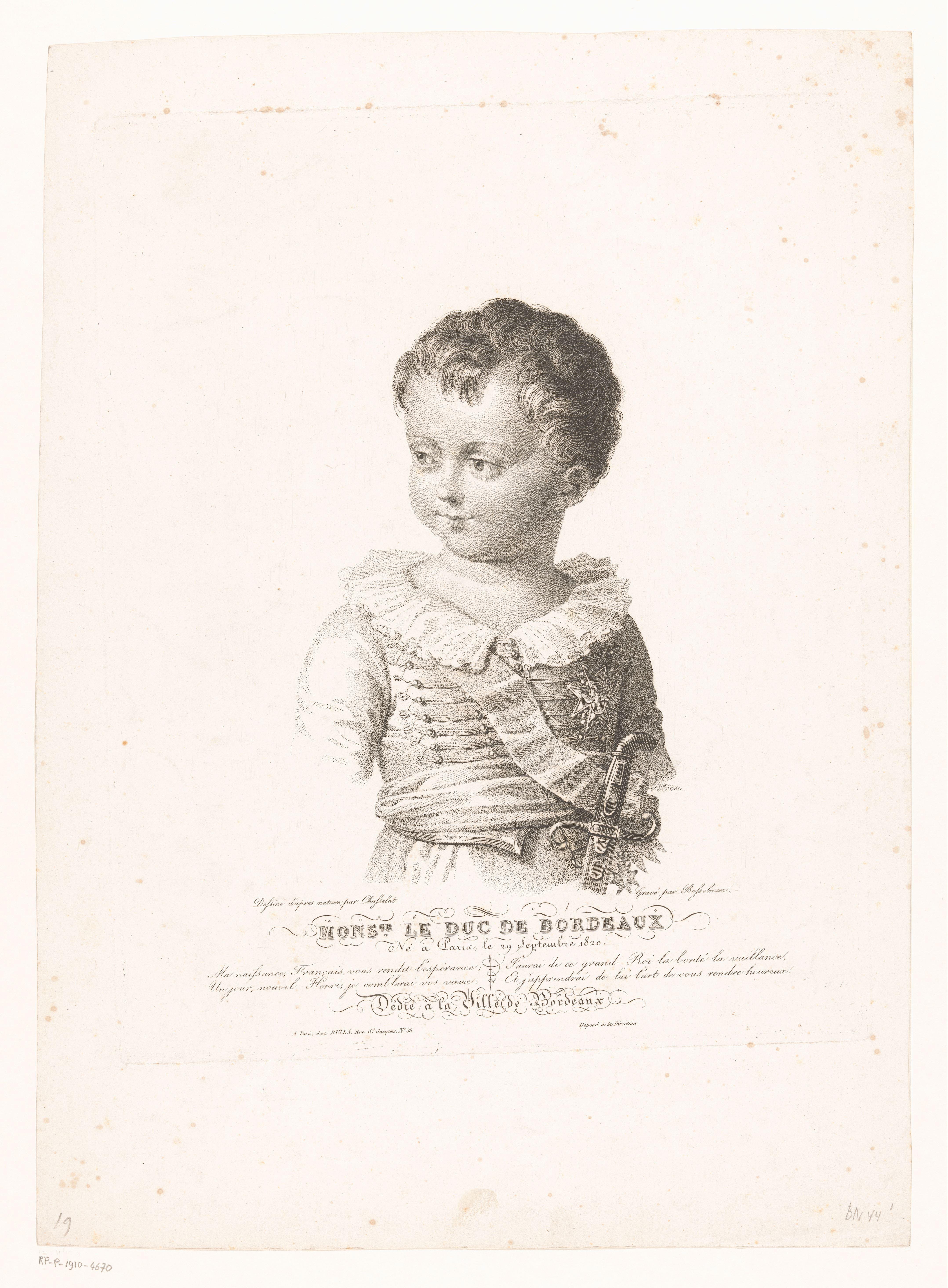 Portret van Hendrik van Artois Bourbon by A. Bosselman