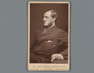 Portret van Henry Chaplin, reclame voor zijn politieke campagne