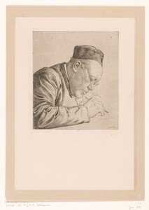 Portret van Herman Schaepman, schrijvend