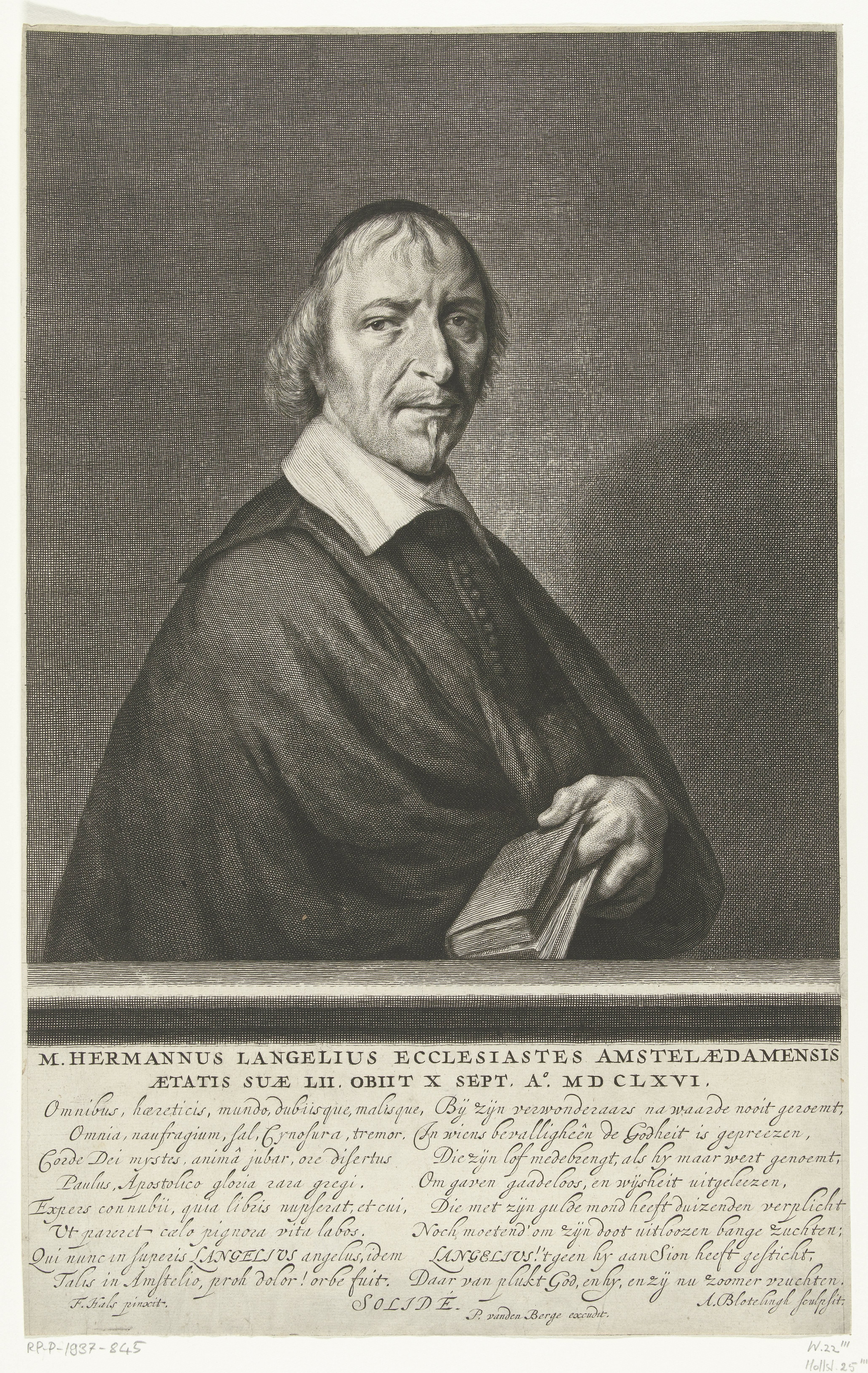 Portret van Hermanus Langelius by Abraham Bloteling